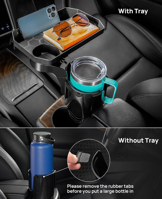 Car Cup Holder Expander, Automotive Cup Attachable Tray with 360° Rotation,Large Cup Holder Adapt Most Regular Cups with 18-40 oz, fit in 2.75-3.25 inch Car Holder