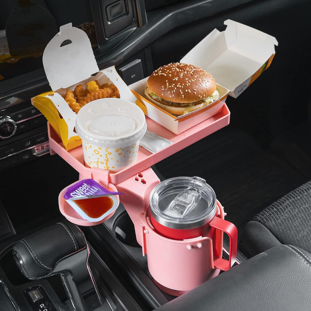 Car Cup Holder Expander, Automotive Cup Attachable Tray with 360° Rotation,Large Cup Holder Adapt Most Regular Cups with 18-40 oz, fit in 2.75-3.25 inch Car Holder