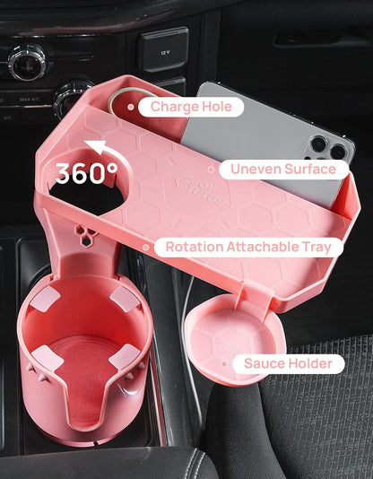 Car Cup Holder Expander, Automotive Cup Attachable Tray with 360° Rotation,Large Cup Holder Adapt Most Regular Cups with 18-40 oz, fit in 2.75-3.25 inch Car Holder