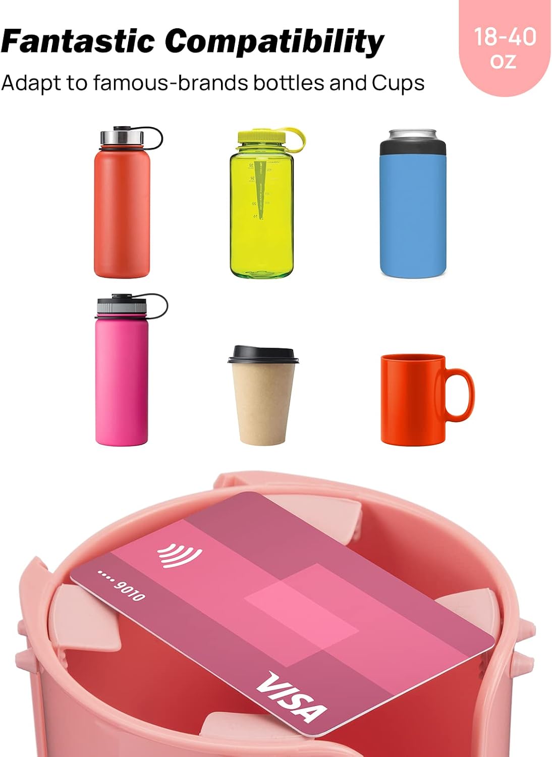 Car Cup Holder Expander, Automotive Cup Attachable Tray with 360° Rotation,Large Cup Holder Adapt Most Regular Cups with 18-40 oz, fit in 2.75-3.25 inch Car Holder