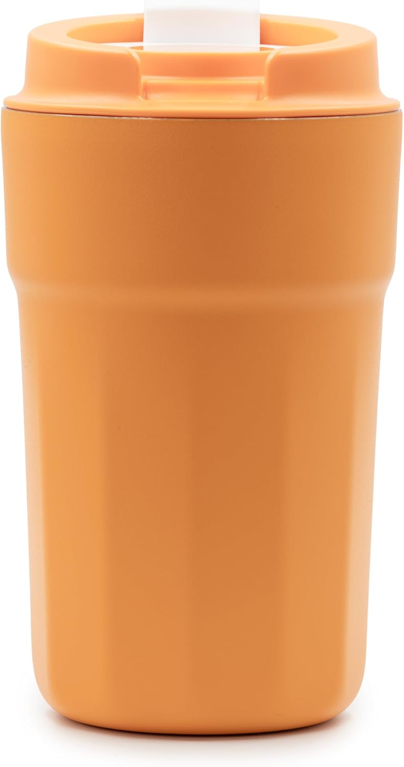 All Purpose Reusable Insulated Tumbler Cup with Flip Top Lid, Perfect for Morning Coffee and Ice Cold Drinks, Ideal for Travel and Fits in Most Cup Holders, 12 Ounce, Apricot, Pack of 1