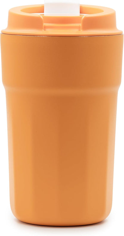 All Purpose Reusable Insulated Tumbler Cup with Flip Top Lid, Perfect for Morning Coffee and Ice Cold Drinks, Ideal for Travel and Fits in Most Cup Holders, 12 Ounce, Apricot, Pack of 1