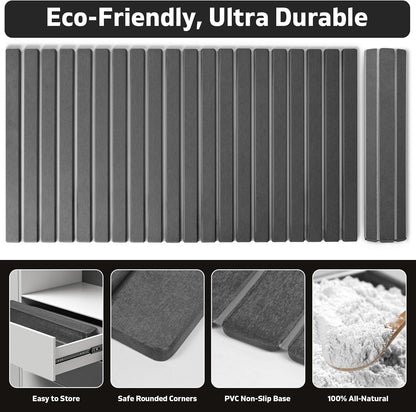 Large Stone Dish Drying Mat for Kitchen Counter – 24"(L)×16 "(W) Foldable Super Absorbent Diatomaceous Earth Stone Dish/Bath Mat, Kitchen Counter Mat for Plate Rack, Cup, Match Any Countertop - Gray