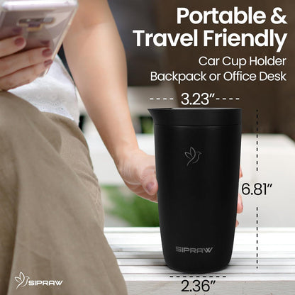 12oz Travel Coffee Mug with Lid | Insulated Stainless Steel Tumbler for Hot & Cold Drinks | Leakproof, Reusable, BPA Free, Dishwasher Safe, Cup Holder Friendly, Pastel Green