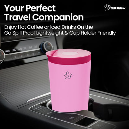 12oz Travel Coffee Mug with Lid | Insulated Stainless Steel Tumbler for Hot & Cold Drinks | Leakproof, Reusable, BPA Free, Dishwasher Safe, Cup Holder Friendly, Pastel Green