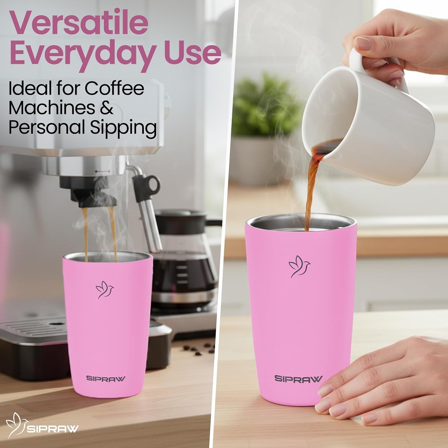 12oz Travel Coffee Mug with Lid | Insulated Stainless Steel Tumbler for Hot & Cold Drinks | Leakproof, Reusable, BPA Free, Dishwasher Safe, Cup Holder Friendly, Pastel Green