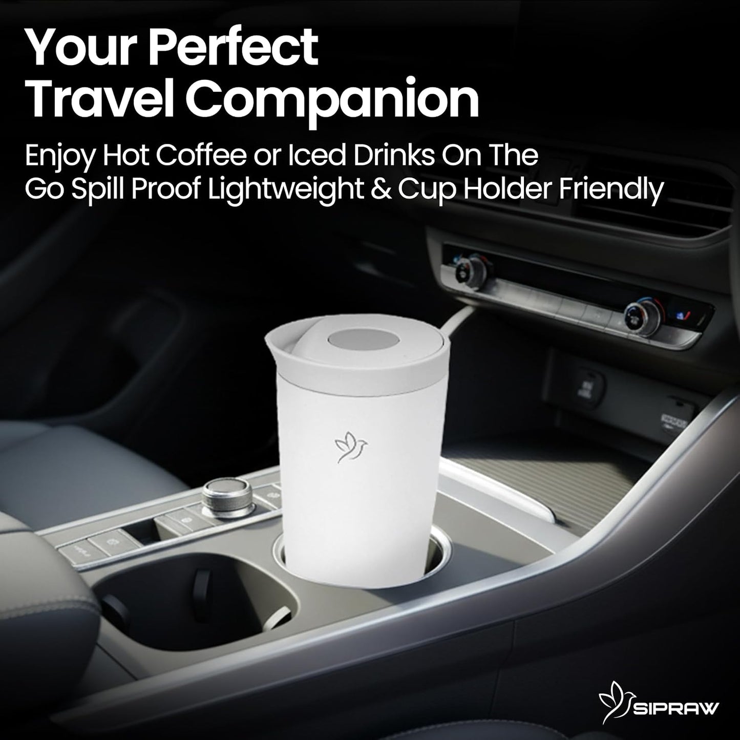 12oz Travel Coffee Mug with Lid | Insulated Stainless Steel Tumbler for Hot & Cold Drinks | Leakproof, Reusable, BPA Free, Dishwasher Safe, Cup Holder Friendly, Pastel Green