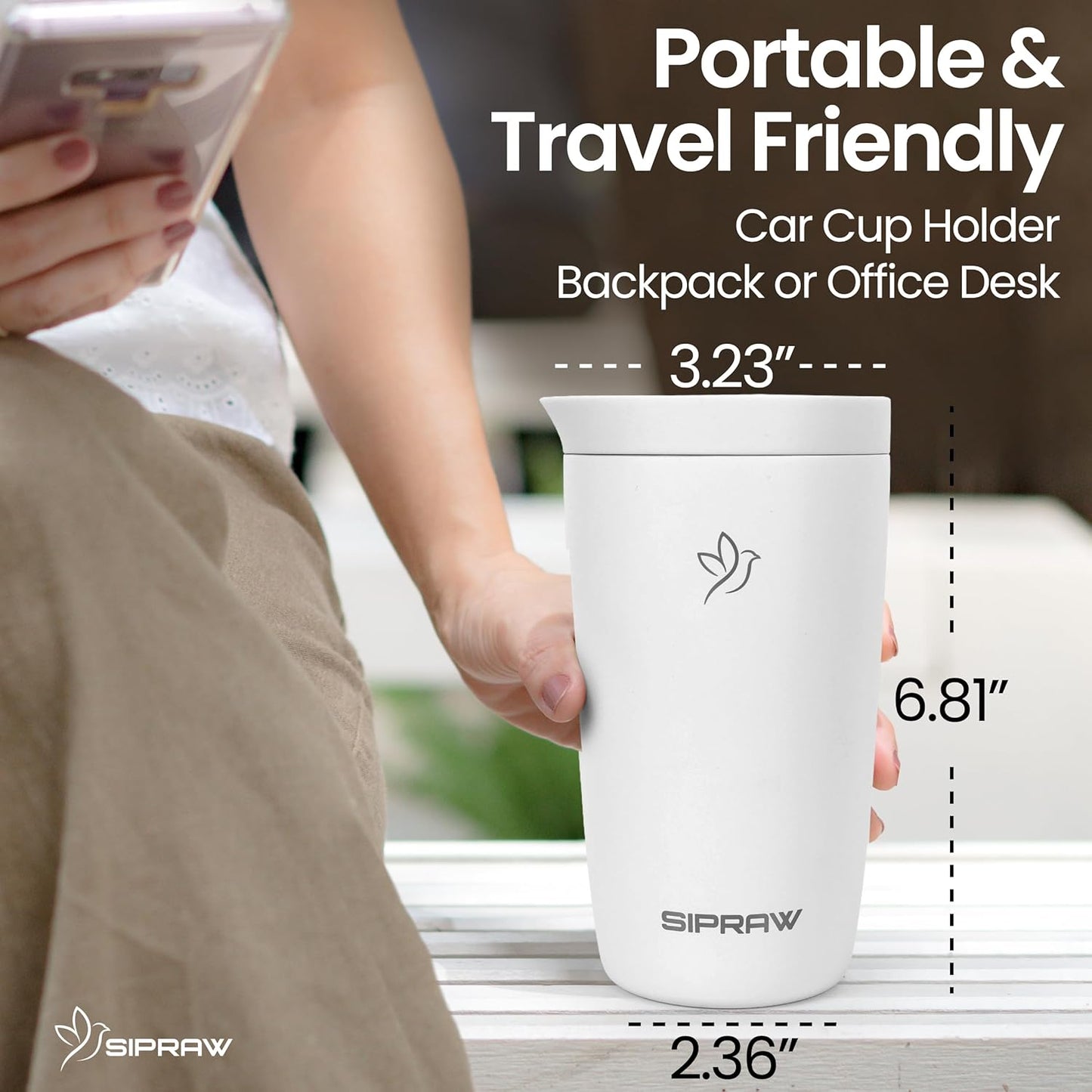 12oz Travel Coffee Mug with Lid | Insulated Stainless Steel Tumbler for Hot & Cold Drinks | Leakproof, Reusable, BPA Free, Dishwasher Safe, Cup Holder Friendly, Pastel Green
