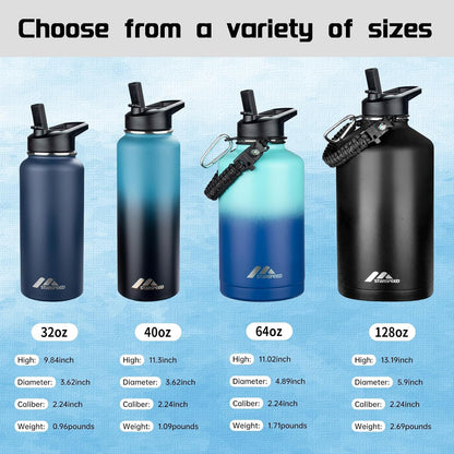 32oz Insulated Water Bottle with Straw Lid,Indigo Black