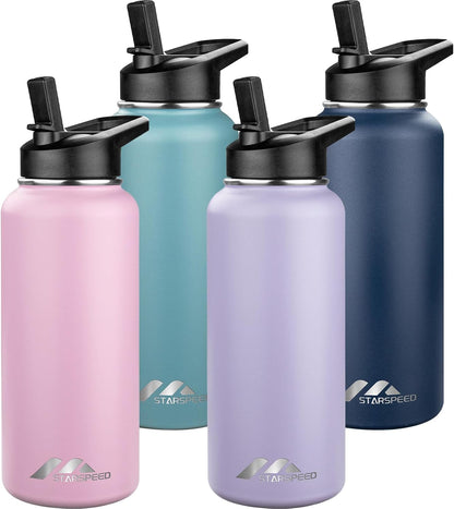 32oz Insulated Water Bottle with Straw Lid,Indigo Black