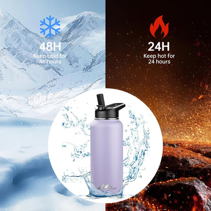 32oz Insulated Water Bottle with Straw Lid,Indigo Black