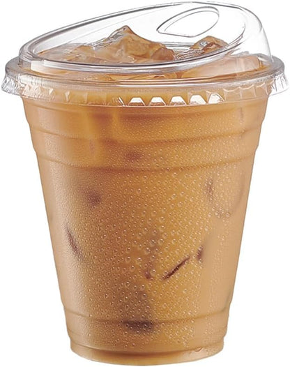 24 oz Clear Plastic Iced Coffee Cups with Lids [100 Sets]