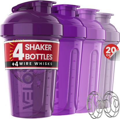 4 Pack 20oz Protein Shaker Bottle for Protein Mixes, Berry Blend