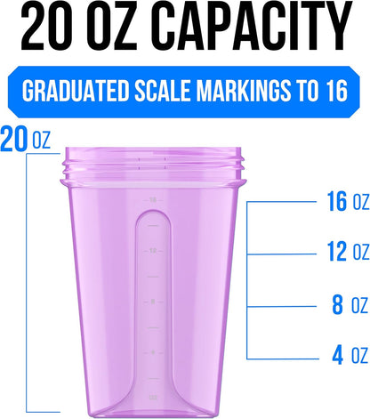 4 Pack 20oz Protein Shaker Bottle for Protein Mixes, Berry Blend