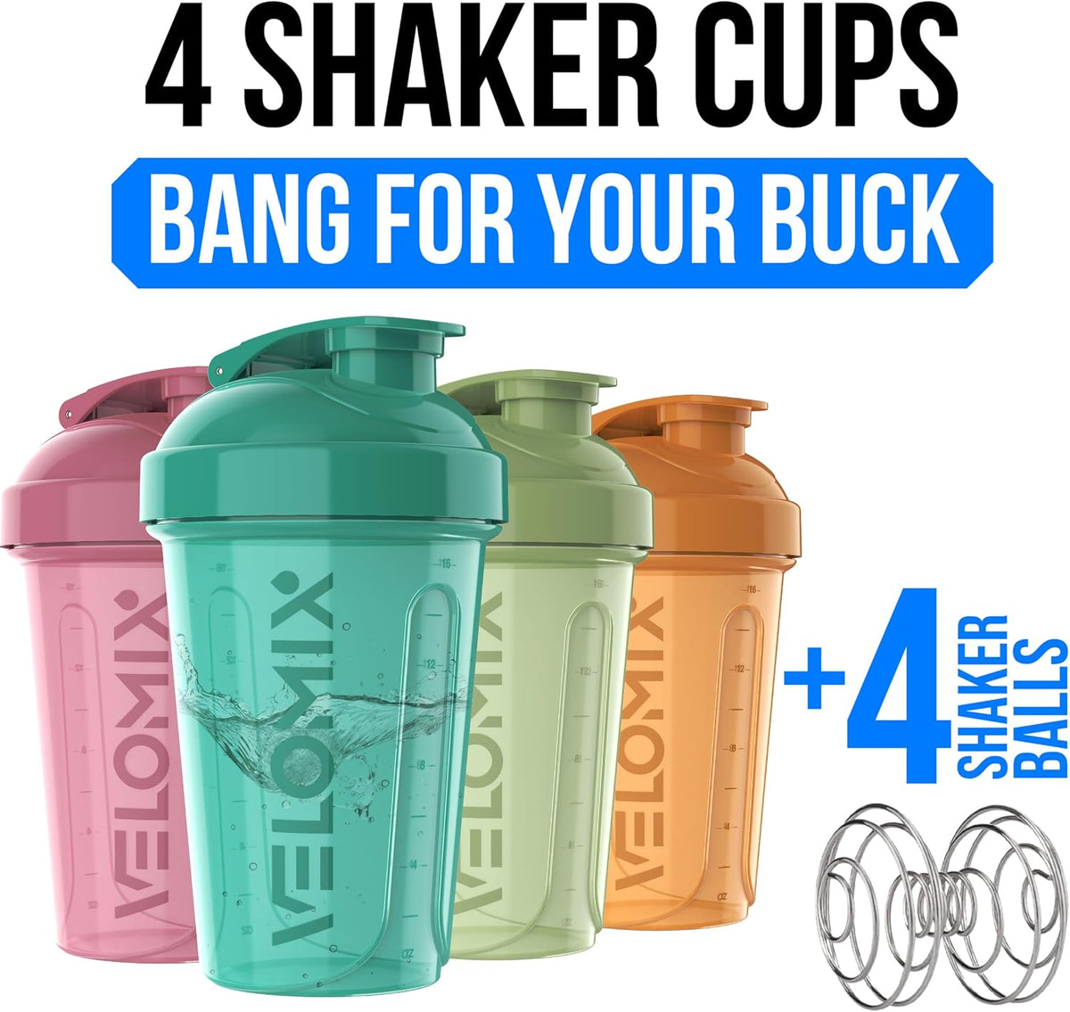 4 Pack 20oz Protein Shaker Bottle for Protein Mixes, Berry Blend