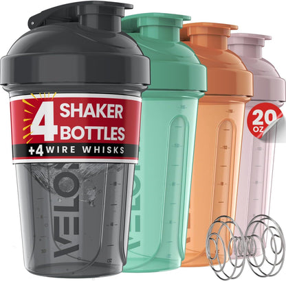 4 Pack 20oz Protein Shaker Bottle for Protein Mixes, Berry Blend