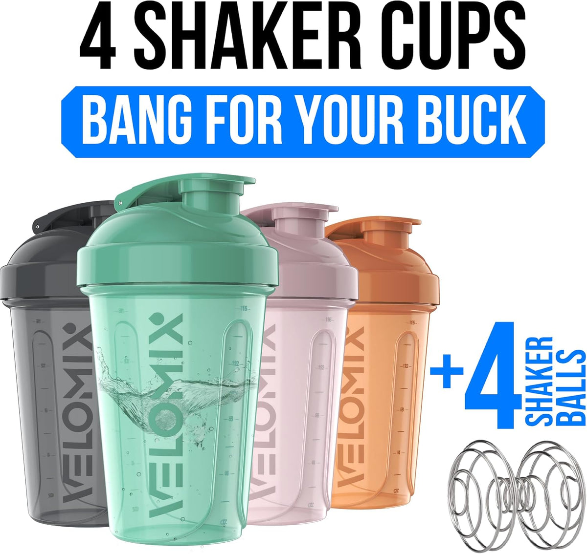 4 Pack 20oz Protein Shaker Bottle for Protein Mixes, Berry Blend