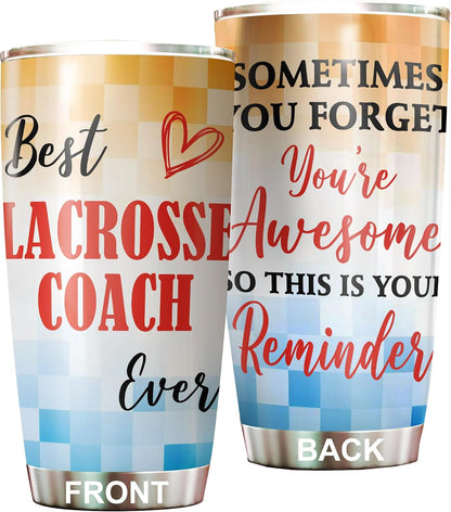 Best Lacrosse Coach Ever Tumbler Stainless Steel 20oz, Office Gifts Women Men Work Friends Coworker, Driking Coffee Cup For Birthday Christmas - Colors B