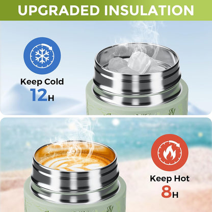 【Upgraded】 Small Insulated Water Bottle 12 oz/350ml– Mini Insulated Water Bottle for Hot & Cold Drinks, Perfect Small Water Bottle for Travel, Purse...(Greyish Blue)