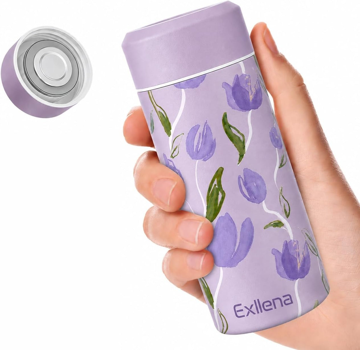 【Upgraded】 Small Insulated Water Bottle 12 oz/350ml– Mini Insulated Water Bottle for Hot & Cold Drinks, Perfect Small Water Bottle for Travel, Purse...(Greyish Blue)