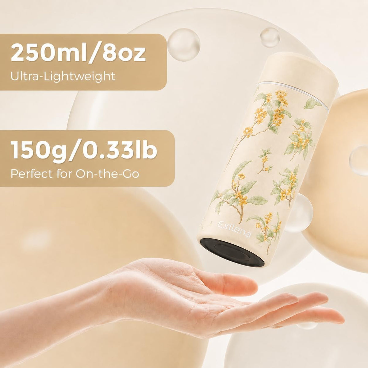 【Upgraded】 Small Insulated Water Bottle 12 oz/350ml– Mini Insulated Water Bottle for Hot & Cold Drinks, Perfect Small Water Bottle for Travel, Purse...(Greyish Blue)