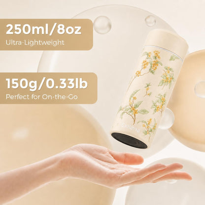 【Upgraded】 Small Insulated Water Bottle 12 oz/350ml– Mini Insulated Water Bottle for Hot & Cold Drinks, Perfect Small Water Bottle for Travel, Purse...(Greyish Blue)