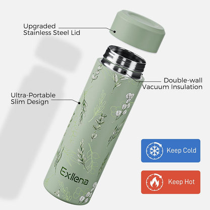 【Upgraded】 Small Insulated Water Bottle 12 oz/350ml– Mini Insulated Water Bottle for Hot & Cold Drinks, Perfect Small Water Bottle for Travel, Purse...(Greyish Blue)