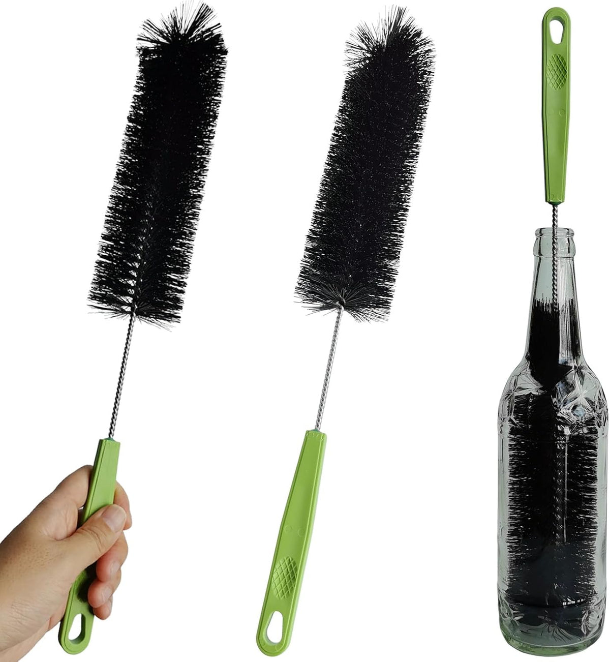 17 Inches Extra Long Handle Bottle Cleaning Brush for Narrow Neck Wine, Beer Bottle, Sport Bottles, Baby Bottles, deep Cups, Vase, Thermos, Glass, Pipes, Kitchen Sinks, Flask, and Hummingbird Feeders