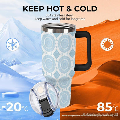 Leakproof Car Cup Vacuum Sealed With Lid For Office Crystal Clear Blue Water Ripple Print Drinkware Light Rose Red-style-5 - Colors B