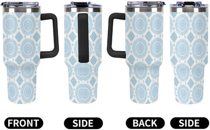 Leakproof Car Cup Vacuum Sealed With Lid For Office Crystal Clear Blue Water Ripple Print Drinkware Light Rose Red-style-5 - Colors B