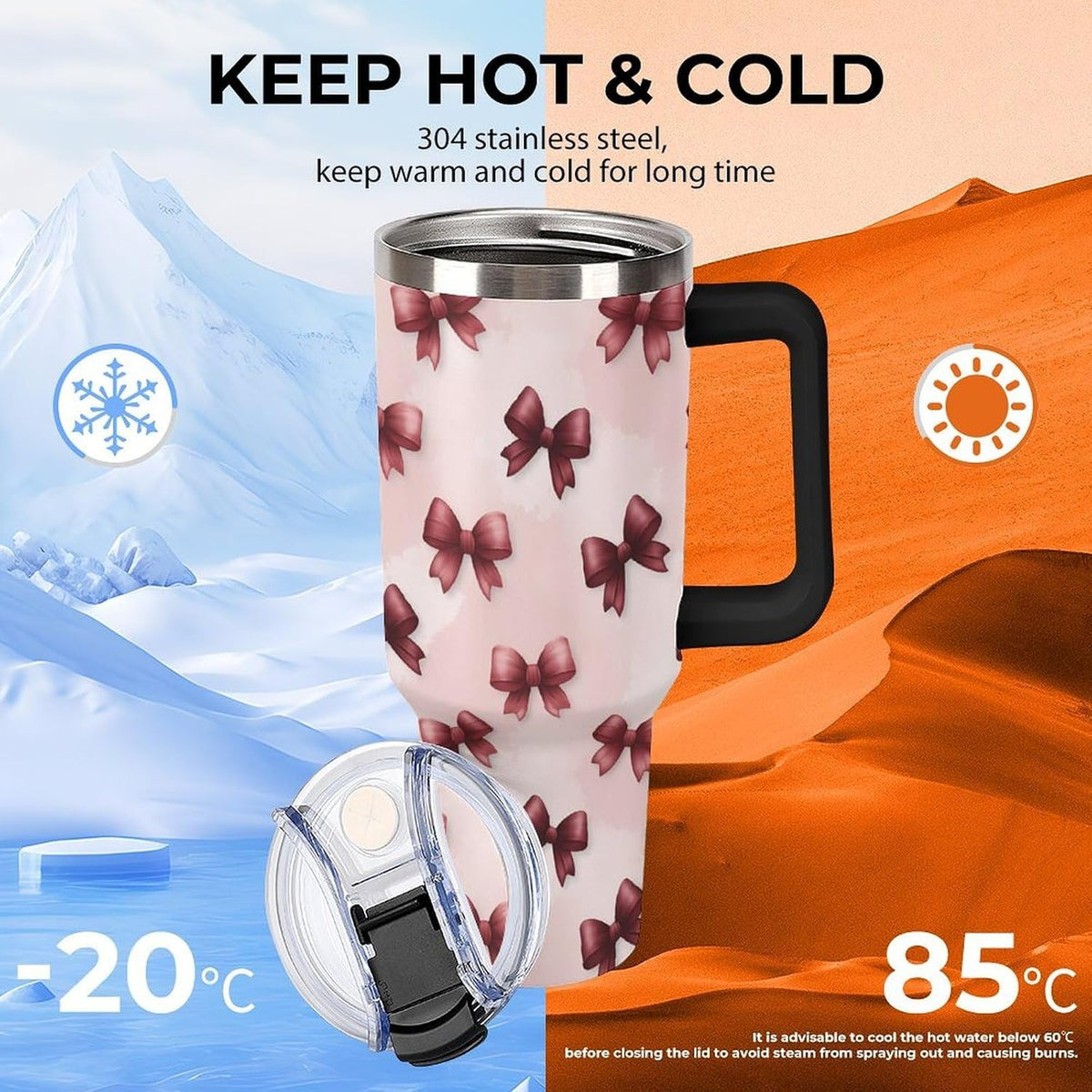 Leakproof Car Cup Vacuum Sealed With Lid For Office Crystal Clear Blue Water Ripple Print Drinkware Light Rose Red-style-5 - Colors B