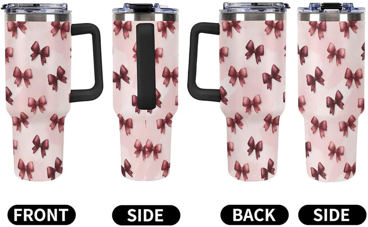 Leakproof Car Cup Vacuum Sealed With Lid For Office Crystal Clear Blue Water Ripple Print Drinkware Light Rose Red-style-5 - Colors B