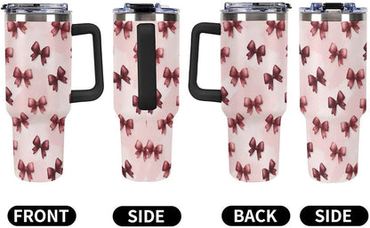 Leakproof Car Cup Vacuum Sealed With Lid For Office Crystal Clear Blue Water Ripple Print Drinkware Light Rose Red-style-5 - Colors B
