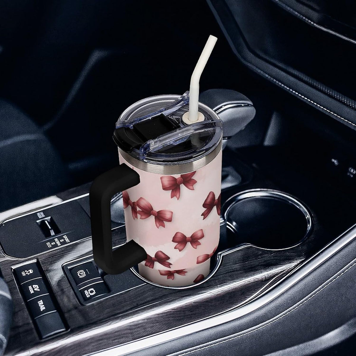 Leakproof Car Cup Vacuum Sealed With Lid For Office Crystal Clear Blue Water Ripple Print Drinkware Light Rose Red-style-5 - Colors B