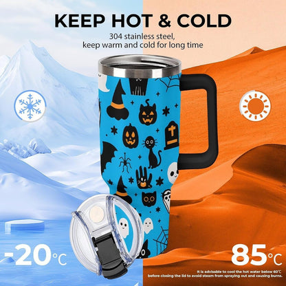 Leakproof Car Cup Vacuum Sealed With Lid For Office Crystal Clear Blue Water Ripple Print Drinkware Light Rose Red-style-5 - Colors B