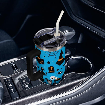 Leakproof Car Cup Vacuum Sealed With Lid For Office Crystal Clear Blue Water Ripple Print Drinkware Light Rose Red-style-5 - Colors B
