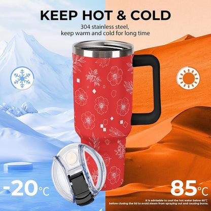 Leakproof Car Cup Vacuum Sealed With Lid For Office Crystal Clear Blue Water Ripple Print Drinkware Light Rose Red-style-5 - Colors B