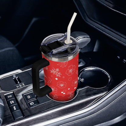 Leakproof Car Cup Vacuum Sealed With Lid For Office Crystal Clear Blue Water Ripple Print Drinkware Light Rose Red-style-5 - Colors B