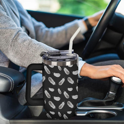 Leakproof Car Cup Vacuum Sealed With Lid For Office Crystal Clear Blue Water Ripple Print Drinkware Light Rose Red-style-5 - Colors B