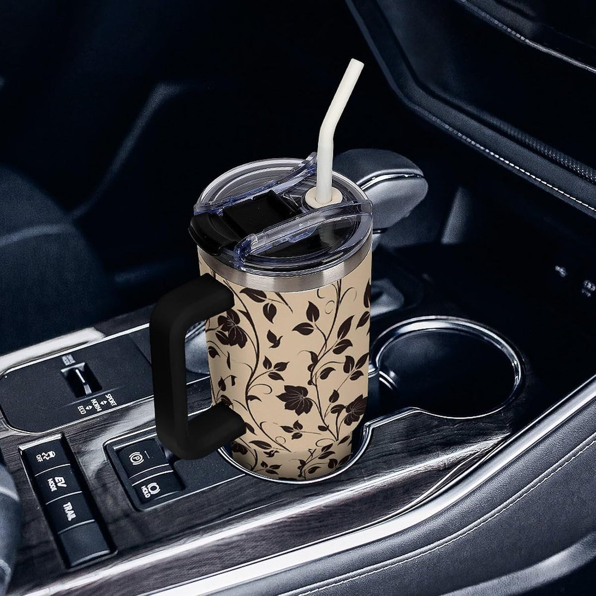Leakproof Car Cup Vacuum Sealed With Lid For Office Crystal Clear Blue Water Ripple Print Drinkware Light Rose Red-style-5 - Colors B