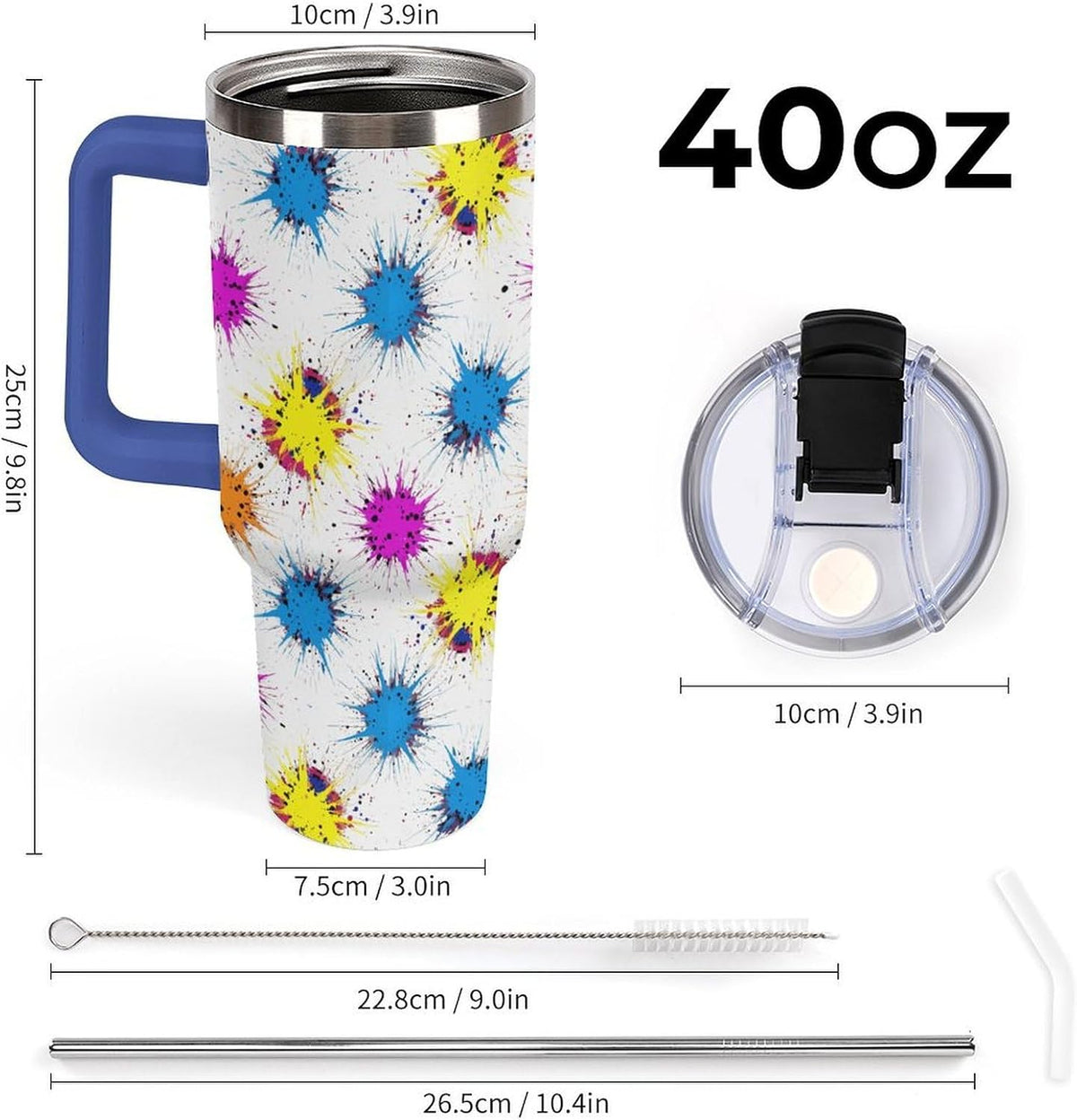 Leakproof Car Cup Vacuum Sealed With Lid For Office Crystal Clear Blue Water Ripple Print Drinkware Light Rose Red-style-5 - Colors B
