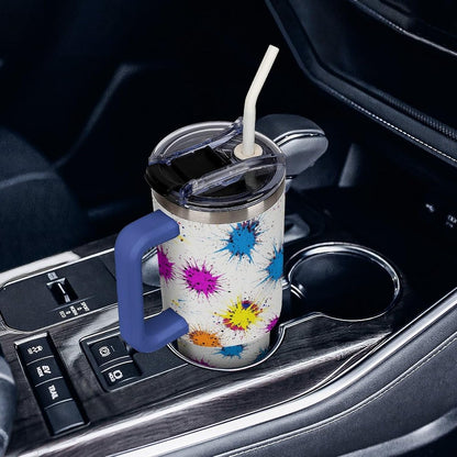 Leakproof Car Cup Vacuum Sealed With Lid For Office Crystal Clear Blue Water Ripple Print Drinkware Light Rose Red-style-5 - Colors B