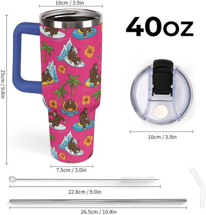 Leakproof Car Cup Vacuum Sealed With Lid For Office Crystal Clear Blue Water Ripple Print Drinkware Light Rose Red-style-5 - Colors B