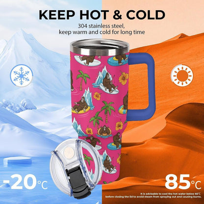 Leakproof Car Cup Vacuum Sealed With Lid For Office Crystal Clear Blue Water Ripple Print Drinkware Light Rose Red-style-5 - Colors B