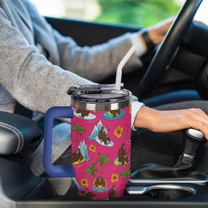 Leakproof Car Cup Vacuum Sealed With Lid For Office Crystal Clear Blue Water Ripple Print Drinkware Light Rose Red-style-5 - Colors B