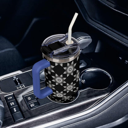 Leakproof Car Cup Vacuum Sealed With Lid For Office Crystal Clear Blue Water Ripple Print Drinkware Light Rose Red-style-5 - Colors B