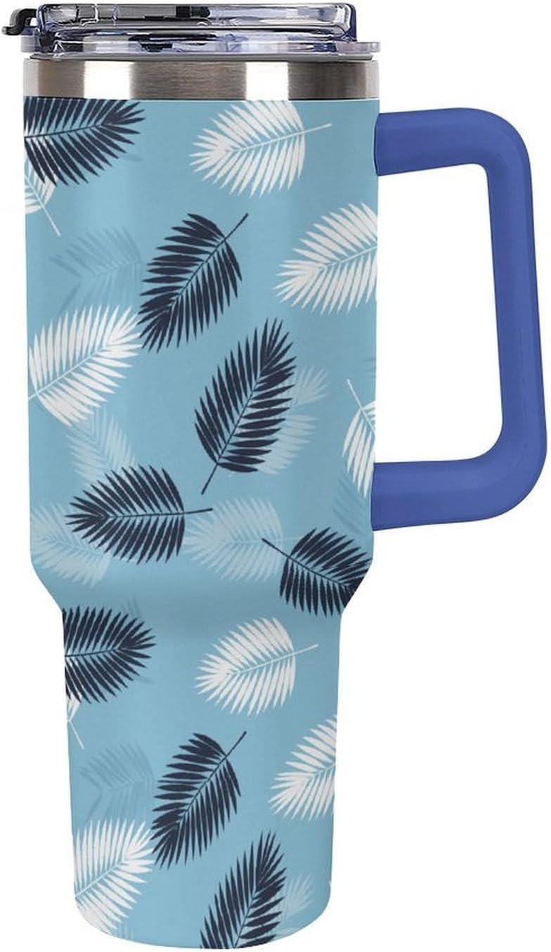 Leakproof Car Cup Vacuum Sealed With Lid For Office Crystal Clear Blue Water Ripple Print Drinkware Light Rose Red-style-5 - Colors B