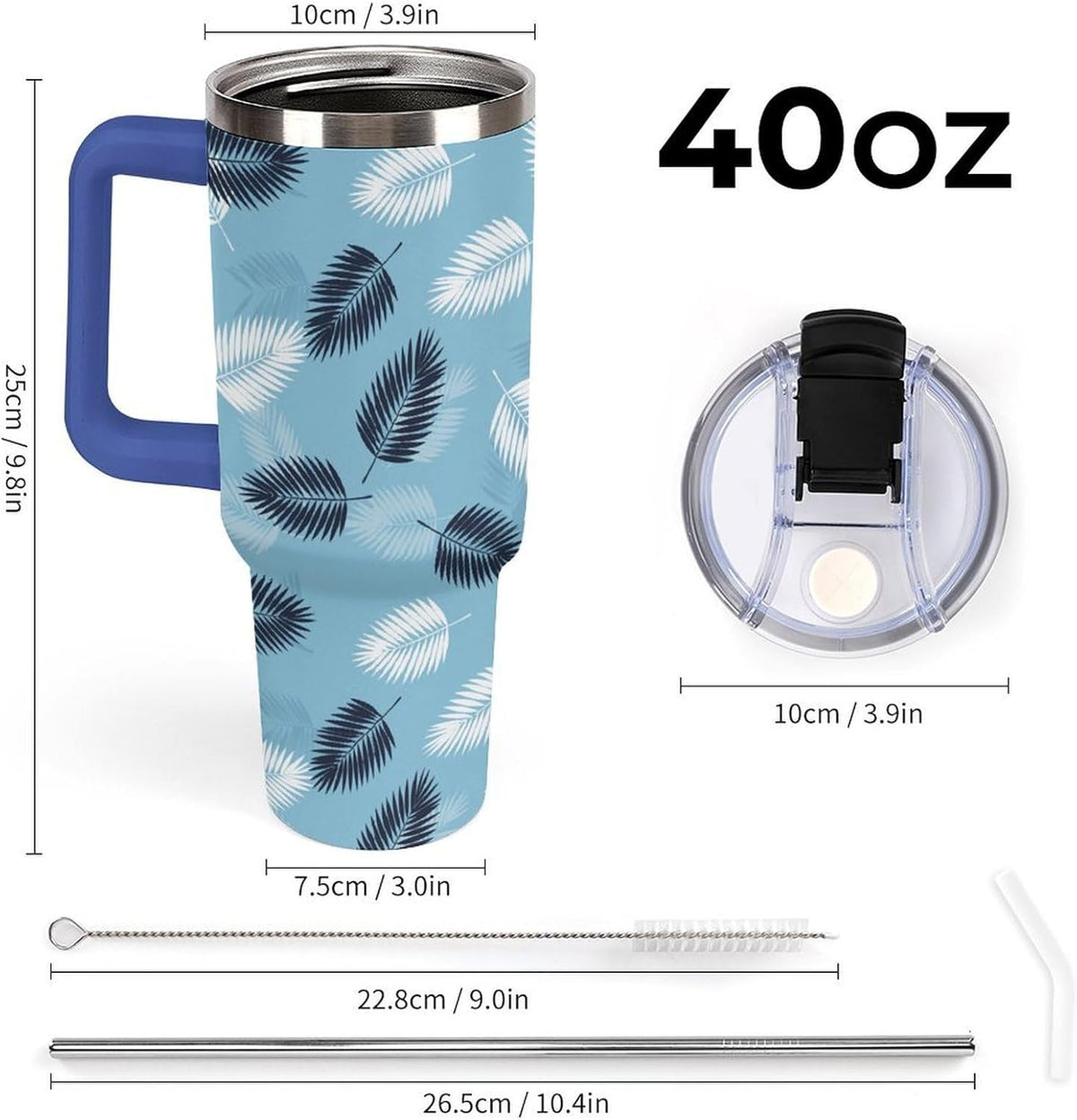 Leakproof Car Cup Vacuum Sealed With Lid For Office Crystal Clear Blue Water Ripple Print Drinkware Light Rose Red-style-5 - Colors B
