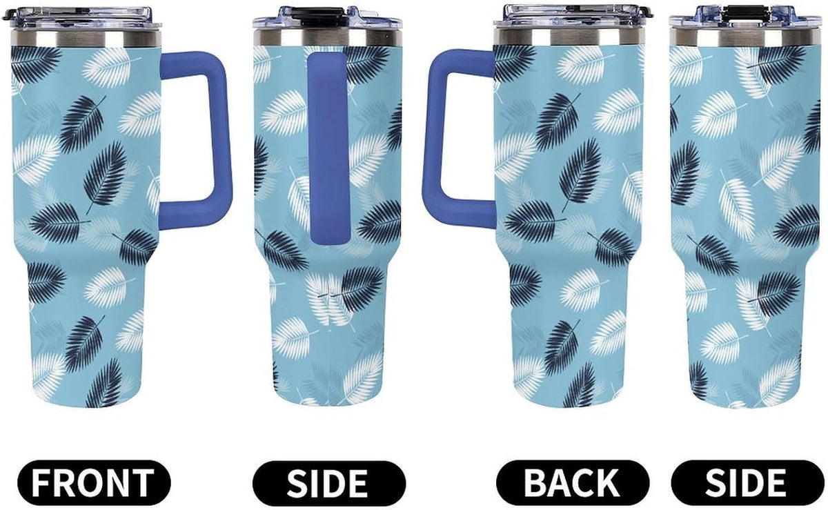 Leakproof Car Cup Vacuum Sealed With Lid For Office Crystal Clear Blue Water Ripple Print Drinkware Light Rose Red-style-5 - Colors B