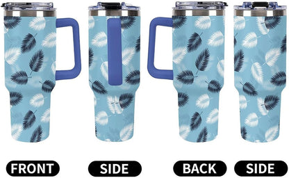 Leakproof Car Cup Vacuum Sealed With Lid For Office Crystal Clear Blue Water Ripple Print Drinkware Light Rose Red-style-5 - Colors B